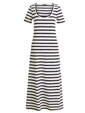 NWT J. Crew Women's Knit Midi Dress in Navy White Stripe Size Medium